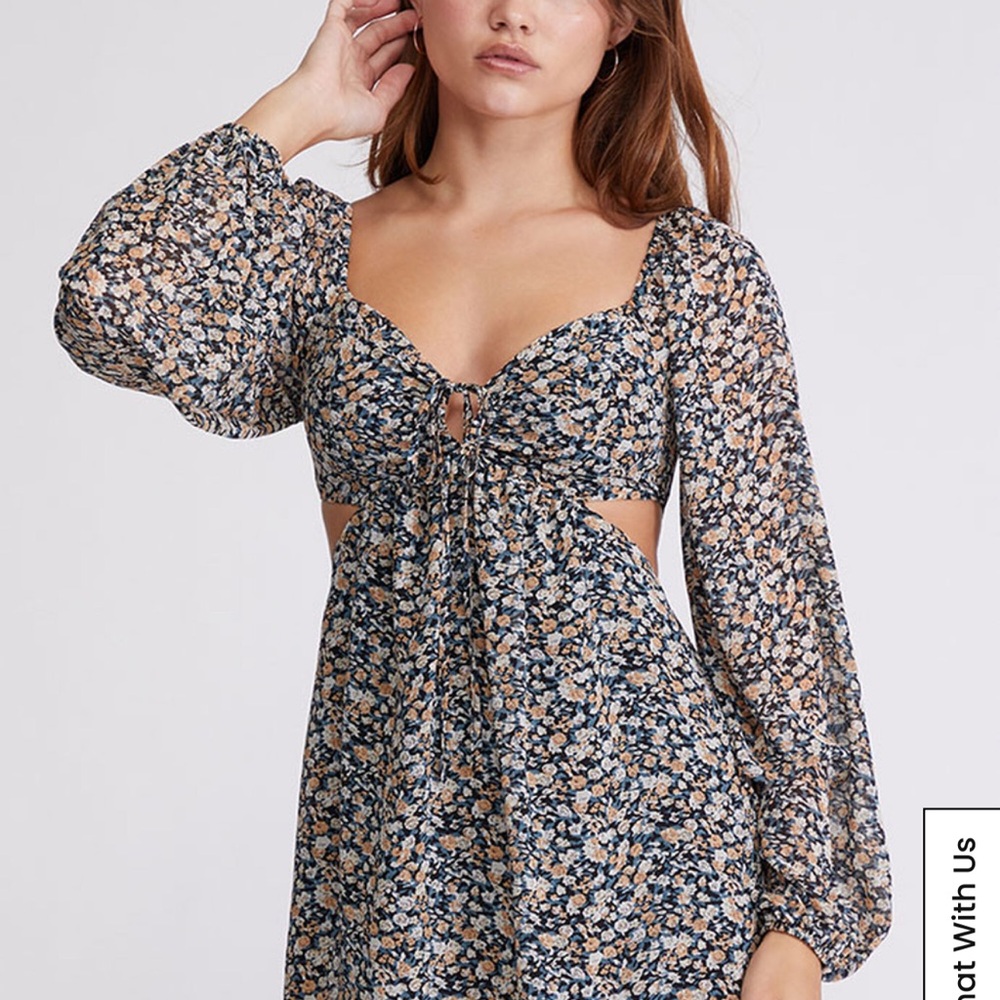 PacSun LA Hearts Floral Long Sleeve Cutout Dress